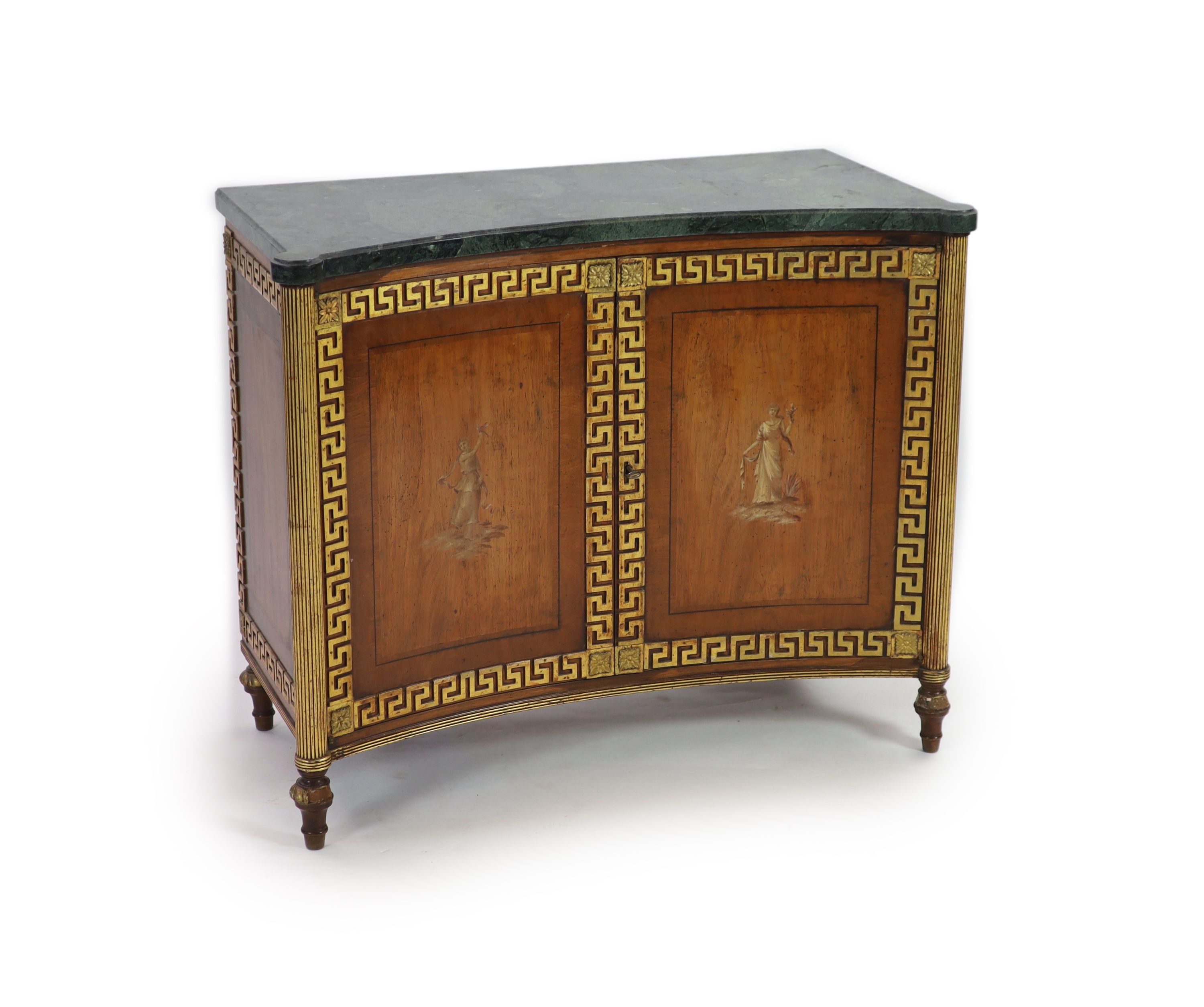 A Regency parcel gilt rosewood concave front side cabinet W.106cm D.52cm H.87cm